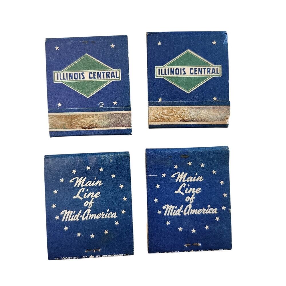 Lot 4 Vintage Illinois Central Main Line of Mid-America Matchbooks Train